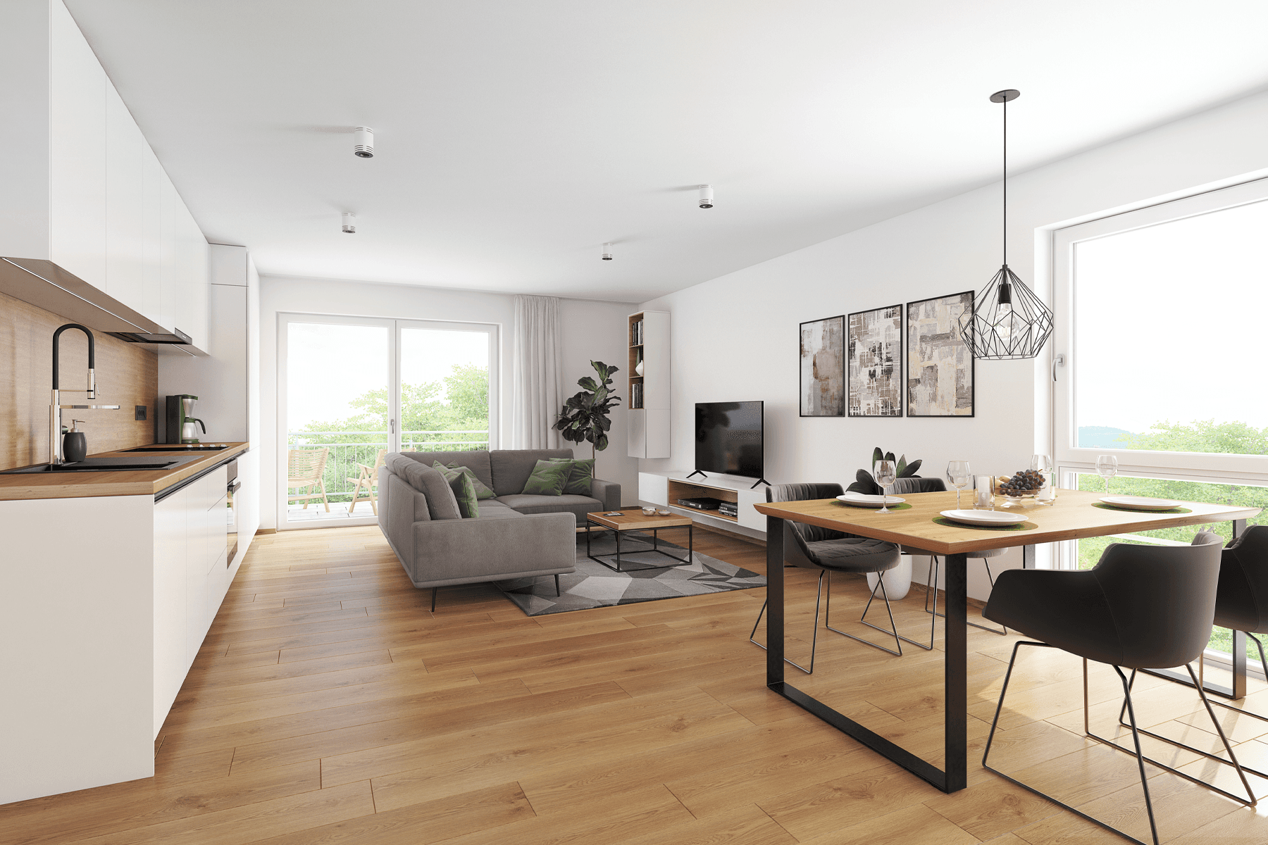 Offene Küche mit Esstisch